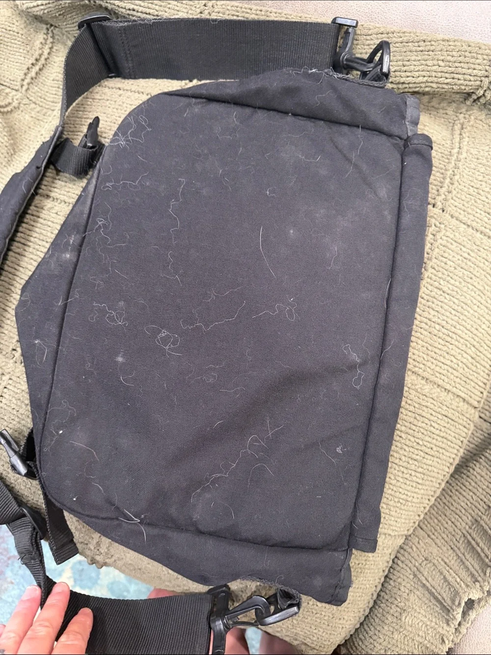 Eastpak Black Canvas Crossbody Messenger Bag with Red Logo